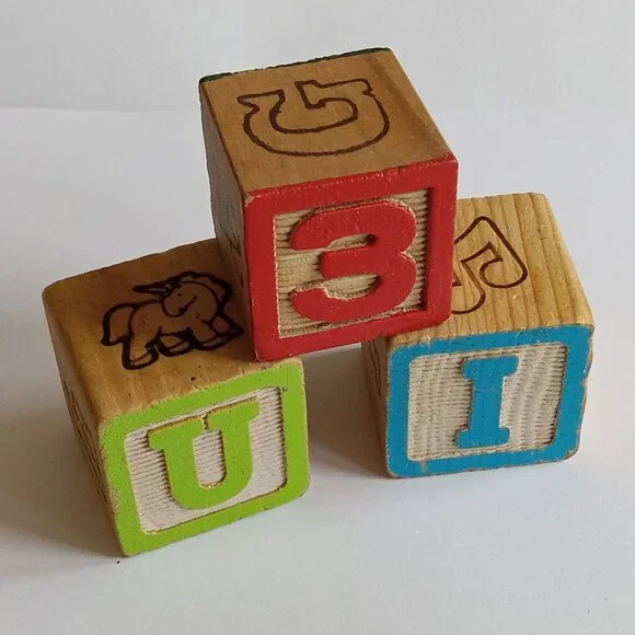 ๐ฏ 10 for $12 / 3 Vintage Toy Wooden Baby Play Blocks - Picture 1 of 6